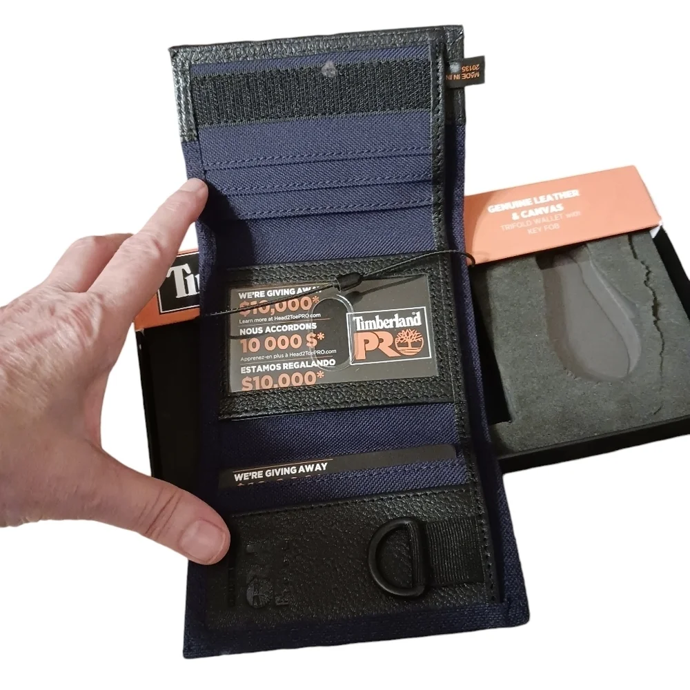 Timberland Pro Leather & Canvas Wallet - New - Blue & Black